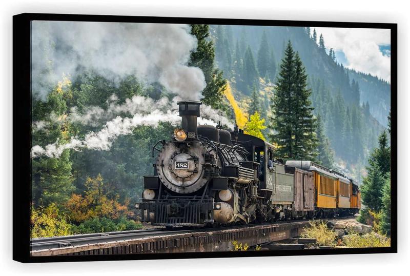 Imagem de Quadro Decorativo Trem Locomotiva Vintage Salas Tela Canvas Premium