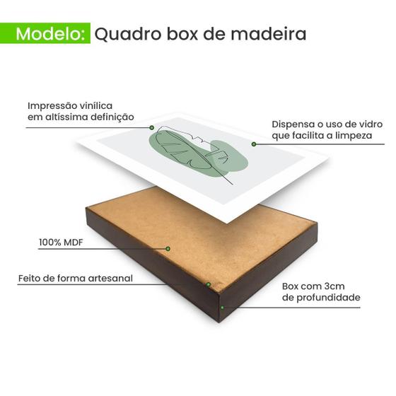 Imagem de Quadro Decorativo Trio De Folhas Verdes Quarto E Sala
