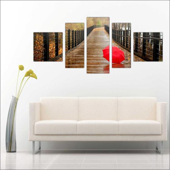 Imagem de Quadro Decorativo Umbrella Guarda Chuva Mosaico Moderno 5 Peças TT3