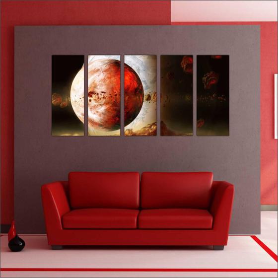 Quadro Decorativo Universo Planetas Espaço Galáxias Terra Lua Mosaico 5 Peças GG1 Menor preço em Quadro Decorativo Universo Planetas Espaço Galáxias Terra Lua Mosaico 5 Peças GG1