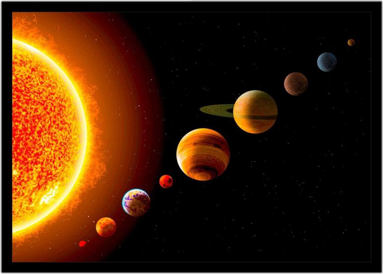 Imagem de Quadro Decorativo Universo Planetas Sistema Solar Salas Quartos Com Moldura RC103