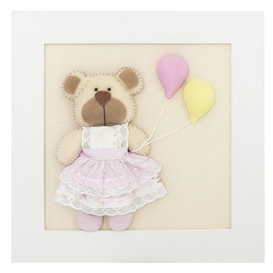 Imagem de Quadro Decorativo Ursinha Com Bexigas Quarto Bebê Infantil