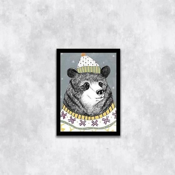 Imagem de Quadro Decorativo Urso Polar 33X24Cm - Vidro Moldura Preta