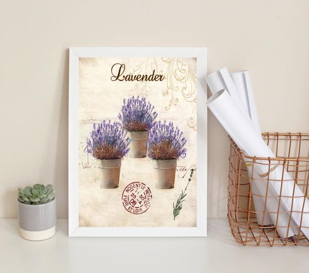 Imagem de Quadro Decorativo Vasinhos De Lavanda 24x18cm - com vidro