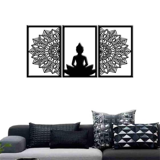 Imagem de Quadro Decorativo Vazado Buddha Mandala MDF 3mm Branco