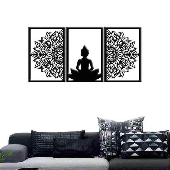 Imagem de Quadro Decorativo Vazado Buddha Mandala MDF 3mm Marrom
