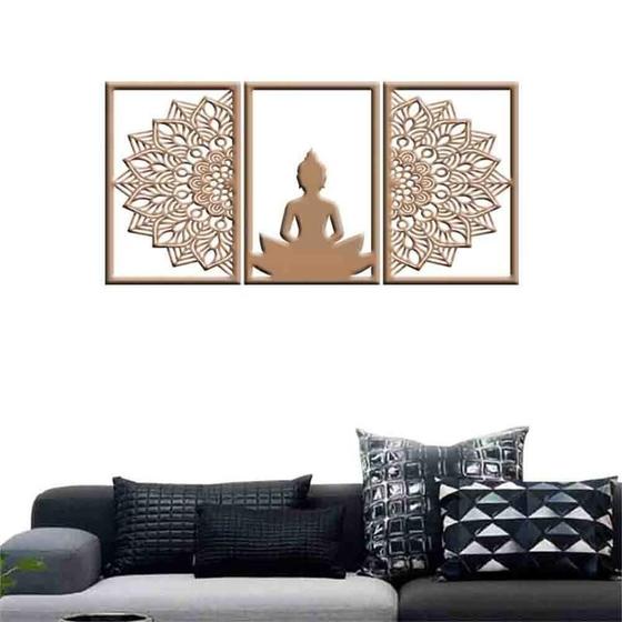 Imagem de Quadro Decorativo Vazado Buddha Mandala MDF 3mm Marrom