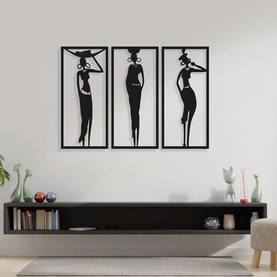 Quadro Decorativo Vazado Mulher Africana 03 Peças Marbely Quadro Decorativo Magazine Luiza 1255