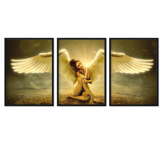 Imagem de Quadro Decorativo Vidro  Asas de Anjo Girl Mulher Woman Sala Escritório