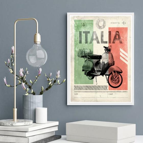 Imagem de Quadro Decorativo Vintage Vespa Itália 24x18cm - com vidro