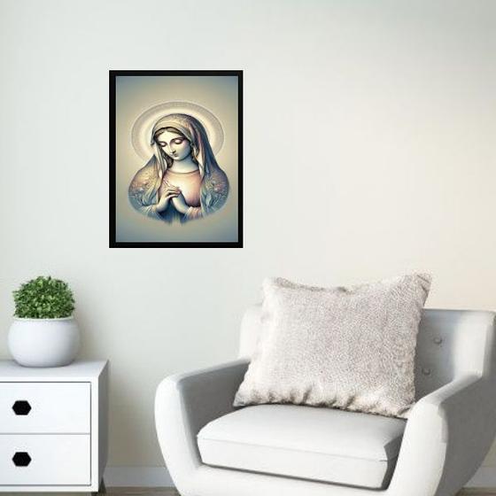 Imagem de Quadro Decorativo Virgem Maria Prateada 33x24cm - com vidro