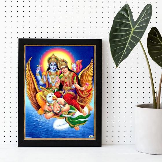 Imagem de Quadro Decorativo Vishnu E Lakshmi 24x18cm - com vidro