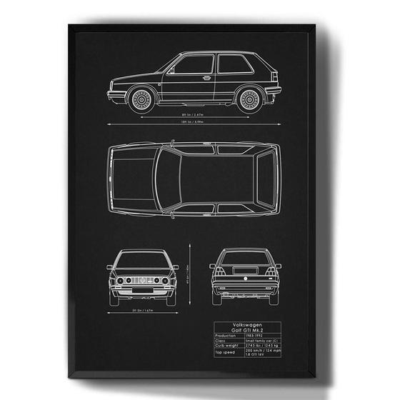 Imagem de Quadro Decorativo Volkswagen Golf Gti Desenho Carro