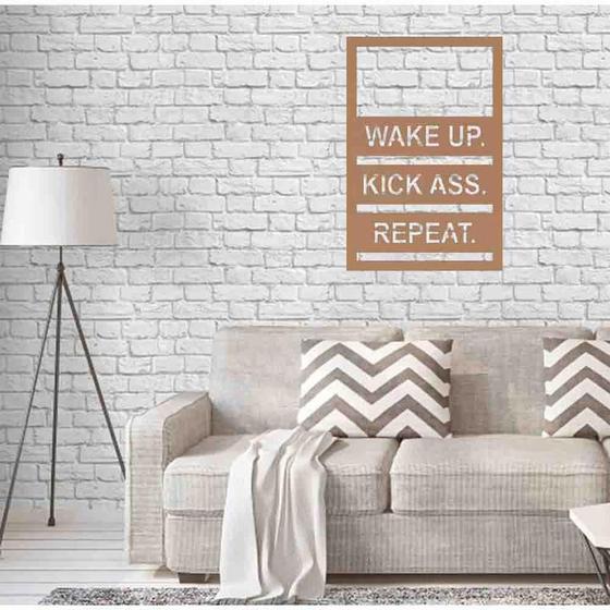 Imagem de Quadro Decorativo Wake Up, Kick Ass, Repeat 3Mm Vado - Mdf