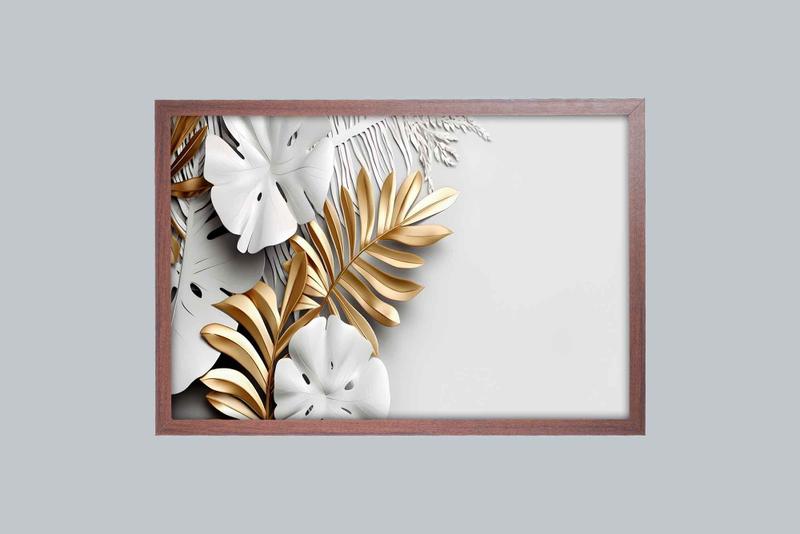 Imagem de Quadro Decorativo White And Gold Foliage