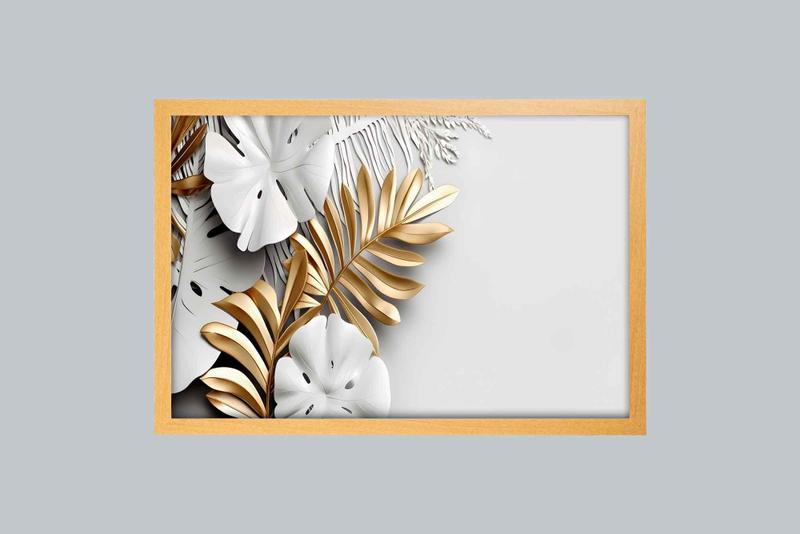 Imagem de Quadro Decorativo White And Gold Foliage