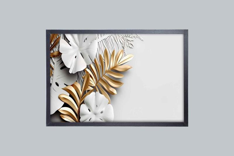 Imagem de Quadro Decorativo White And Gold Foliage