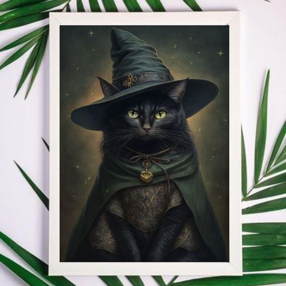 Imagem de Quadro Decorativo Witchy BlackCat 45x34cm - com vidro