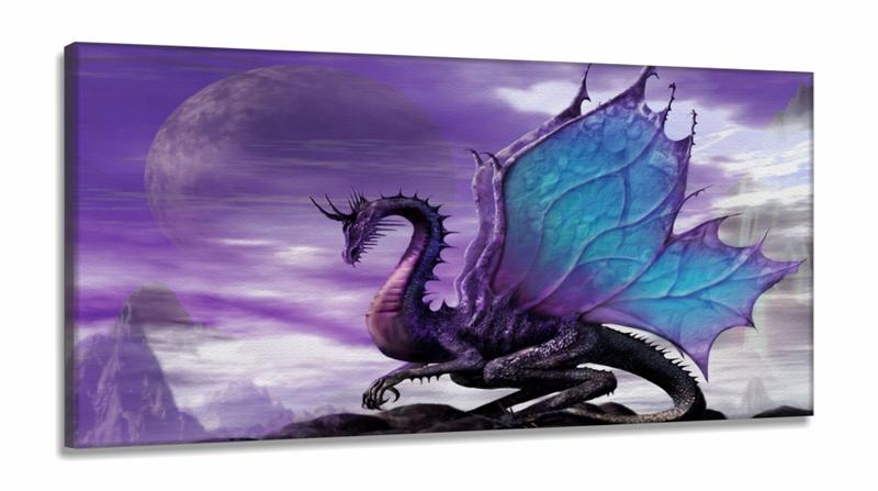 Imagem de Quadro Decorativos Dragão em Tecido Canvas 130x60 m01