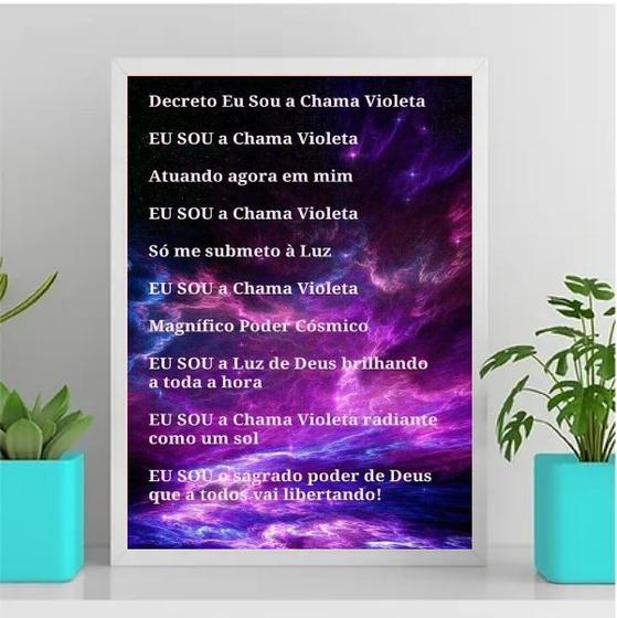 Imagem de Quadro Decreto Eu Sou A Chama Violeta 45x34cm - com vidro
