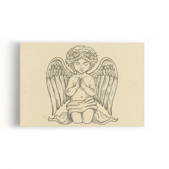 Imagem de Quadro Desenho Anjo Religião Cristianismo Canvas 60X40Cm