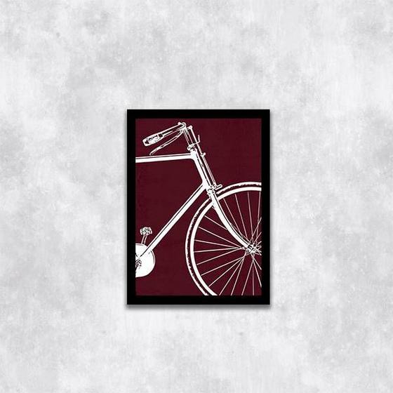 Imagem de Quadro Desenho Bicicleta Fundo Vinho 24x18cm