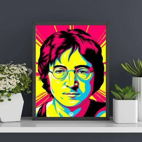 Imagem de Quadro Desenho John Lennon Pop Art 24X18Cm - Com Vidro