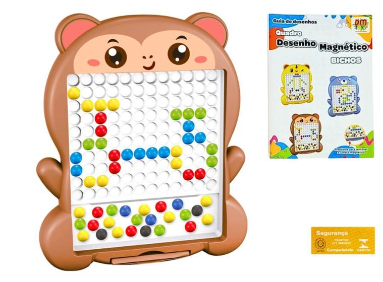 Imagem de Quadro Desenho Magnetico DM Toys Modelo Macaco Placa com Caneta e Cartelas Coloridas Brinquedo
