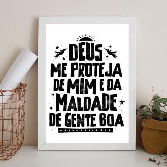 Imagem de Quadro Deus Me Proteja De Mim 45X34Cm - Com Vidro