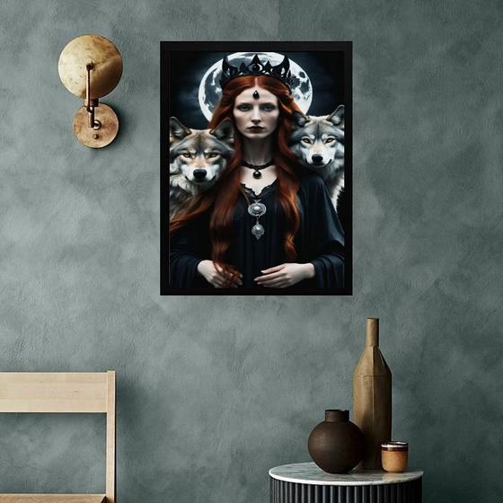 Imagem de Quadro Deusa Hekate Com Lobos 24x18cm - com vidro