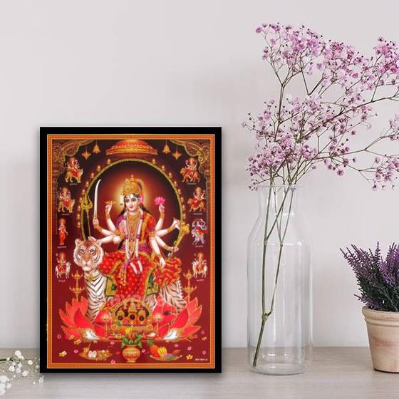 Imagem de Quadro Deusa Hindu Durga 33x24cm - com vidro