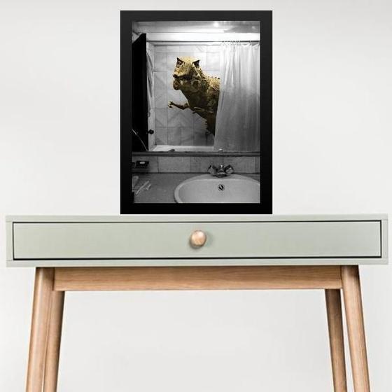 Imagem de Quadro Divertido Banheiro - Tiranossauro 33X24Cm - Com Vidro