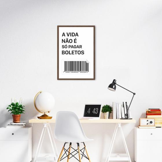 Imagem de Quadro Divertido Pagar Boletos Moldura Caixa Marrom 60x43 Moldura Caixa, Marrom Cafe