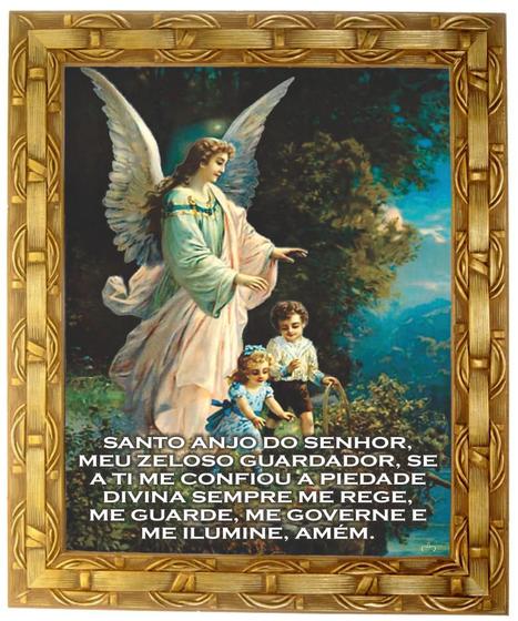 Imagem de Quadro do Anjo Da Guarda com oração, Mod.10 30x25cm. Angelus