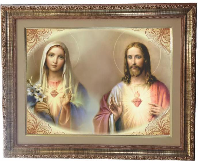 Imagem de Quadro dos Sagrados Corações, Mod. 03, Tam. 53X43cm. Angelus