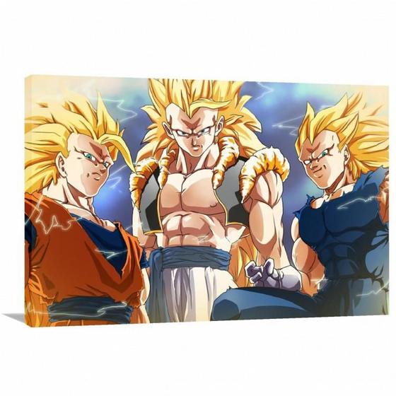 Imagem de Quadro Dragon Ball Sayajins decorativo Tela em Tecido