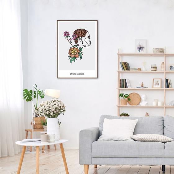 Imagem de Quadro Drawn Mulher Forte 100x70 Filete Marrom Moldura Filete, Marrom Cafe