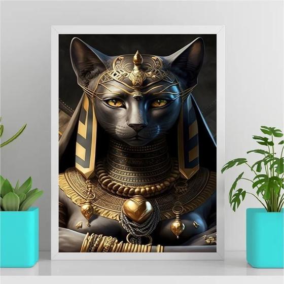 Imagem de Quadro Egípcio Anubis 45x34cm - Moldura Branca