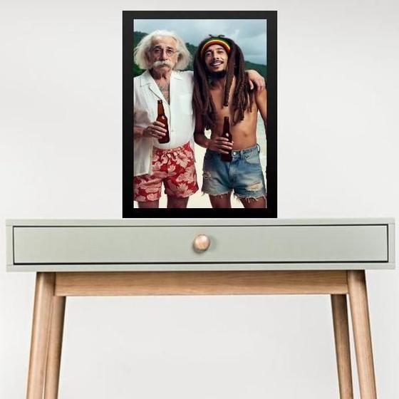 Imagem de Quadro Einstein Com Bob Marley 33X24Cm - Com Vidro