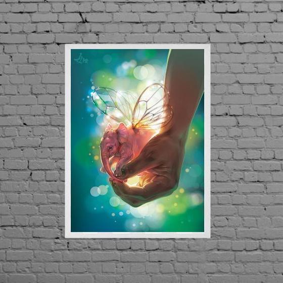 Imagem de Quadro Elefante Com Asas De Borboleta 24x18cm - com vidro