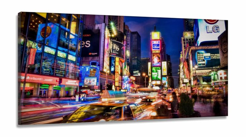 Imagem de Quadro Em Tecido Decorativo New York City Times Square Luzes em Tecido Canvas 130x60