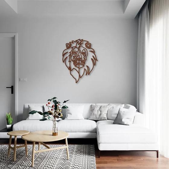 Imagem de Quadro Escultura de Parede Cabeça de Leão 60x47 Marrom Marrom