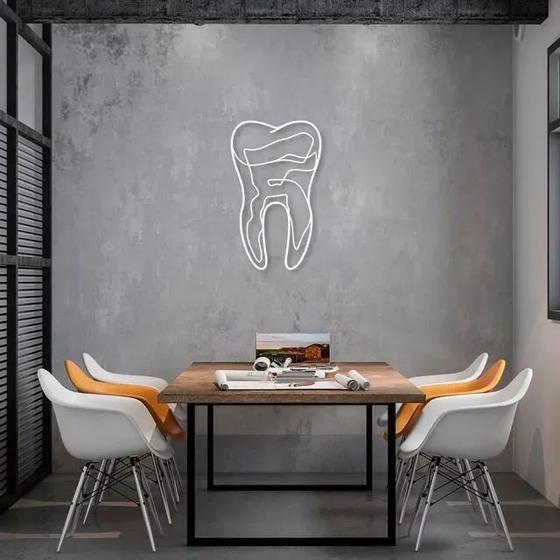 Imagem de Quadro Escultura de Parede Dente One Line 100x60 Branca 