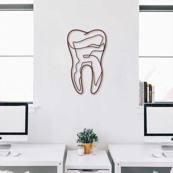 Imagem de Quadro Escultura de Parede Dente One Line 100x60 Marrom 