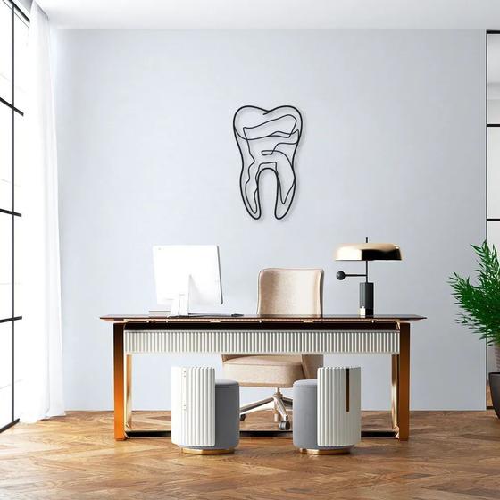 Imagem de Quadro Escultura de Parede Dente One Line 120x72 Preta 