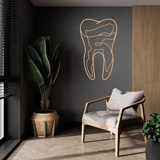 Imagem de Quadro Escultura de Parede Dente One Line 45x27 Areia 