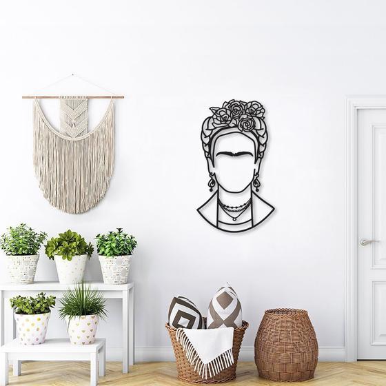 Imagem de Quadro Escultura Frida Kahlo 60x35 Preto Preto