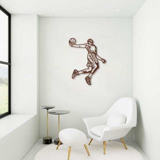 Imagem de Quadro Escultura Jogador de Basquete L 100x84 Marrom Marrom