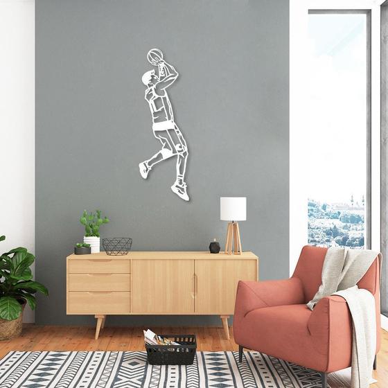 Imagem de Quadro Escultura Jogador de Basquete LK 80x26 Branco Branco