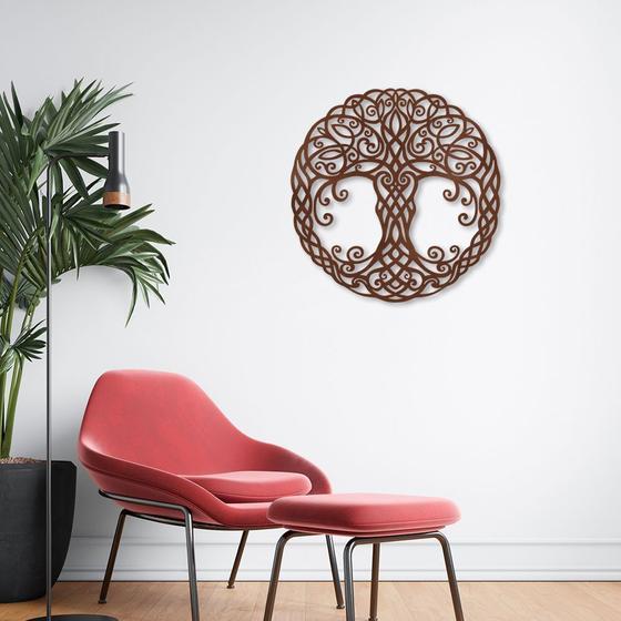 Quadro Escultura Mandala Árvore da Vida 3 90x90 Marrom Marrom - Casa do Arquiteto Imagem de Quadro Escultura Mandala Árvore da Vida 3 90x90 Marrom Marrom